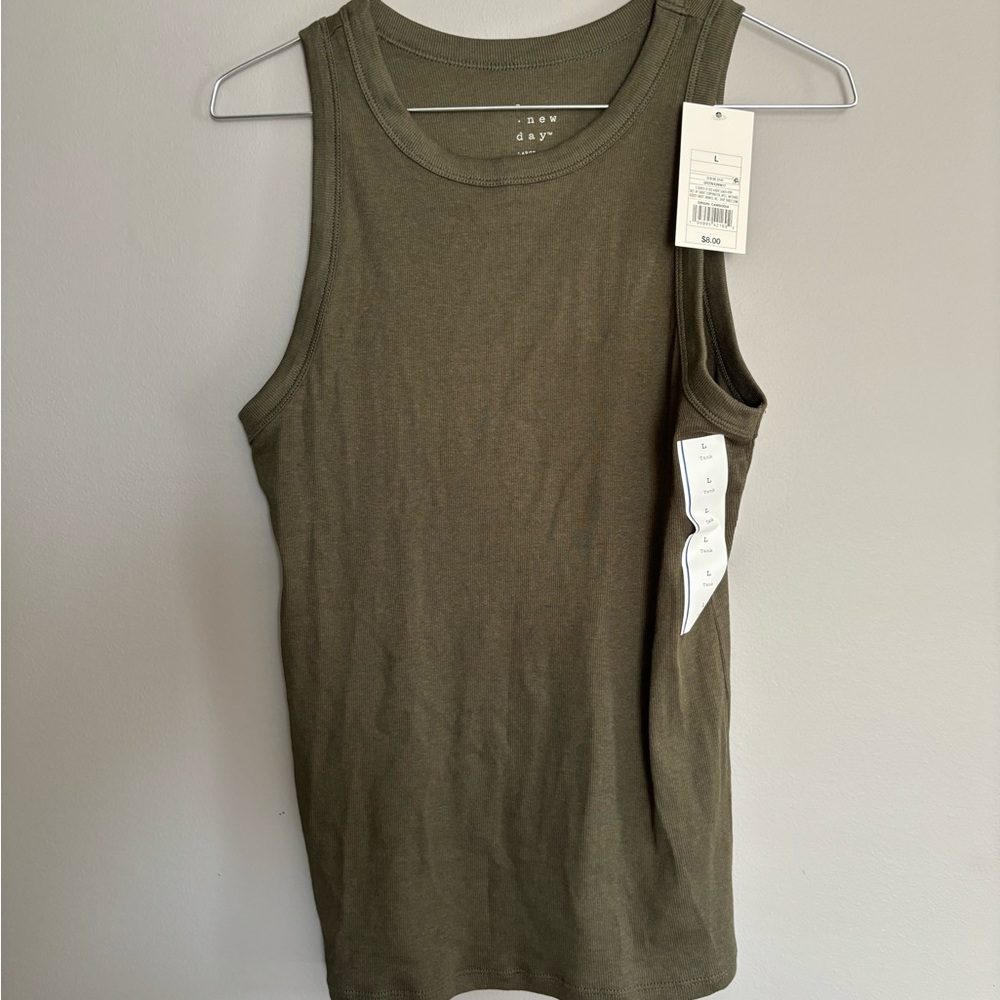 A New Day Olive Green Tank Top, L NWT